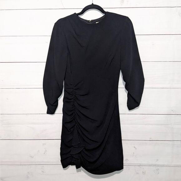 Cinq a Sept Natalia Gathered Ruched Mini Party Cocktail Dress Black Women's 4 - Picture 4 of 11
